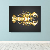 Toile Poisson à langouste polygonale dorée sur noir (Insitu (Plancher de Bois))
