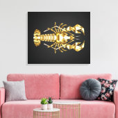 Toile Poisson à langouste polygonale dorée sur noir (Insitu(Salon))