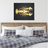 Toile Poisson à langouste polygonale dorée sur noir (Insitu(Chambre))