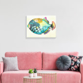 Toile Poisson Aquarium bleu et violet (Insitu(Salon))