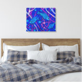 Toile Poisson bleu dans les algues, Collag papier d'art (Insitu(Chambre))