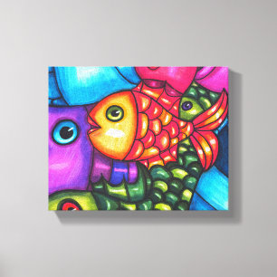 Toile Poisson coloré vie marine Abstraite Art original