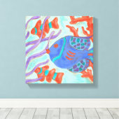 Toile Poisson de couleur pop (Insitu (Plancher de Bois))