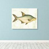 Toile Poisson d'eau douce sur la carte (Insitu (Plancher de Bois))