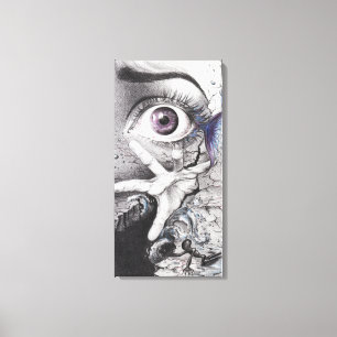 Toile Poisson d'œil et main Dessin surréaliste d'art