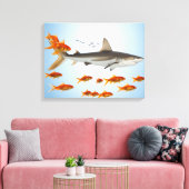 Toile Poisson Doré et Requin (Insitu(Salon))