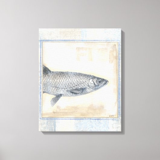 Toile Poisson gris sur Arrière - plan beige (Recto)