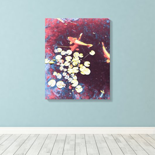 Toile Poisson koi coloré étang japonais (Insitu (Plancher de Bois))