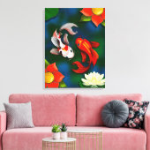 Toile Poisson Koi et blanc Lotus Lily Pad Pond (Insitu(Salon))