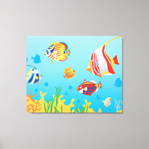 Toile Poisson tropical Aquarium 3 Panel art