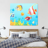 Toile Poisson tropical Aquarium 3 Panel art (Insitu(Chambre))