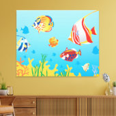 Toile Poisson tropical Aquarium 3 Panel art (Insitu(Salon))