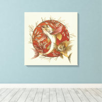 Poisson volant japonais vintage et Bambou Art Feui