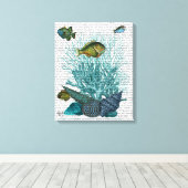 Toile Poissons Bleus Coques et Coraux (Insitu (Plancher de Bois))