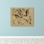 Toile Poissons Constellation Hevelius vers 1690 (Insitu (Plancher de Bois))