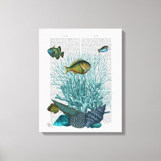 Toile Poissons, coquillages bleus et coraux (Recto)