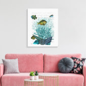 Toile Poissons, coquillages bleus et coraux (Insitu(Salon))