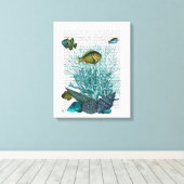 Toile Poissons, coquillages bleus et coraux (Insitu (Plancher de Bois))