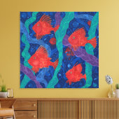 Toile Poissons Rouges, Algues Mer Animaux Sous-marins Ar (Insitu(Salon))