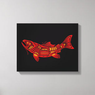Toile Poissons rouges d'esprit de Haida sur le noir