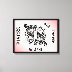 Toile Poissons Zodiac Signe et Symbole Enveloppé Canvas