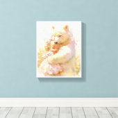 Toile Polar Bear Hug with Baby Girl Nursery Wall Poster (Insitu (Plancher de Bois))