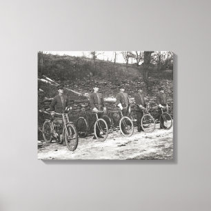 Toile Policiers à vélo et à moto, 1915. Photo vintage