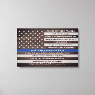 Toile Policiers Rustiques Prier Cadeau Mince Ligne Bleue