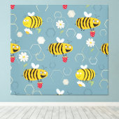 Toile Pollinant Les Abeilles, Flower Garden Scene. (Insitu (Plancher de Bois))