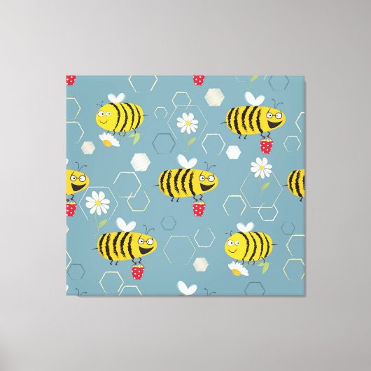Toile Pollinant Les Abeilles, Flower Garden Scene. (Recto)