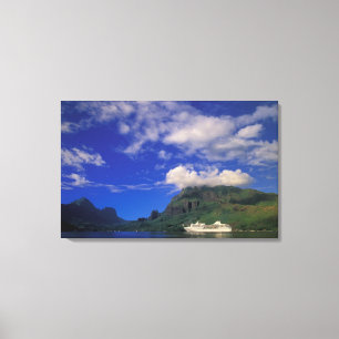 Toile Polynésie française, Moorea. Baie de Cooks. Navire