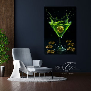Toile Pomme Martini verre avec Bitcoin flottant Art