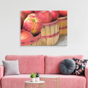Toile pommes dans des paniers de boisseau