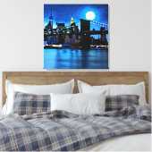 Toile Pont Brooklyn sous une Pleine lune (Insitu(Chambre))