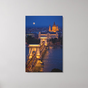 Toile Pont de chaîne et Pleine lune de nuit