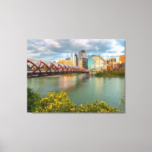 Toile Pont de la Paix de Calgary et paysage urbain