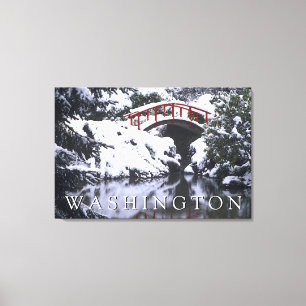 Toile Pont de lune et étang en hiver Seattle, Washingt