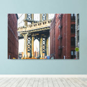 Toile Pont de Manhattan au coucher du soleil (Insitu (Plancher de Bois))
