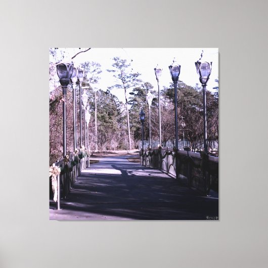 Toile Pont d'hiver avec lanternes (Recto)