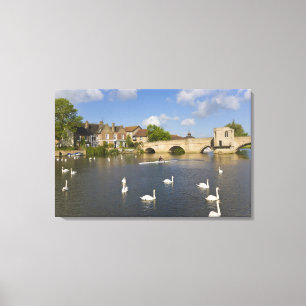 Toile Pont en pierre voûté et rivière Ouse, St Ives,