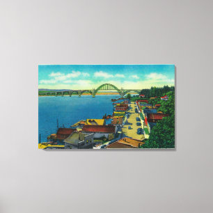 Toile Pont et bord de mer Newport de baie de Yaquina, OU