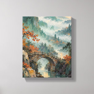 Toile Pont Persimmon à travers le brouillard de jade P