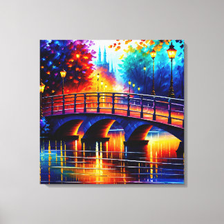 Toile Pont romantique dans le style de Leonid Afremov