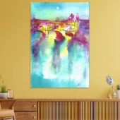 Toile PONTE VECCHIO Florence par aquarelle de nuit (Insitu(Salon))