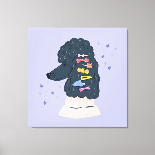 Toile Poodle mignon avec Clips arc-en-ciel (Recto)