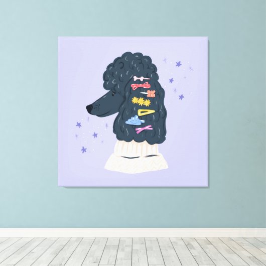 Toile Poodle mignon avec Clips arc-en-ciel (Insitu (Plancher de Bois))