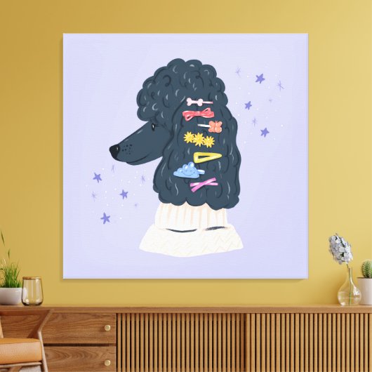 Toile Poodle mignon avec Clips arc-en-ciel (Insitu(Salon))