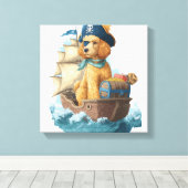 Toile Poodle Pirate � Drôle de chien de mer (Insitu (Plancher de Bois))