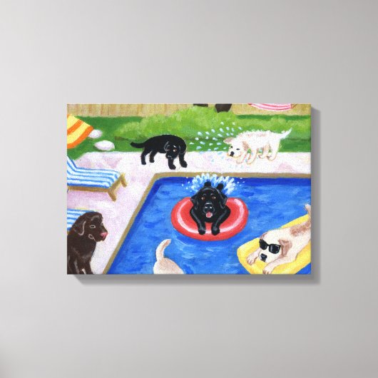 Toile Pool party Labradors (Recto)