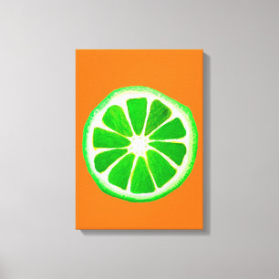Toile Pop art agrumes citron vert fruit original aquarel